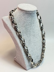 Sterling Silver Men’s Chain Modernist Necklace Twisted Links Capsule Bars 22”