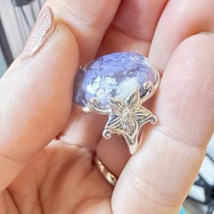 JTV Ring Sterling Silver Purple Stone Floral Flower Oval 925 Size 9 BBJ