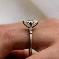 Art Deco Style 3.5Ct Asscher Cut Lab Created Diamond 14K Gold FN Engagement Ring