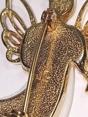 Lauren Conrad LC Mother Of Pearl Rhinestone Gold Tone Angel Brooch Pin