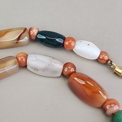 Vintage Beggars Beads Stone Necklace Nuggets Multicolor Agate Quartz 16″