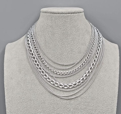 Vintage West Germany Necklace Bright Silver tone Multiple Chains 18″ adj