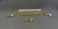 5 Aurora Borealis Rhinestone Art Bracelet Earrings Vintage Jewelry Lot