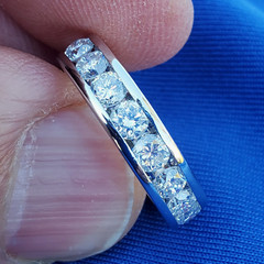 EARTH MINED REAL Diamond Wedding Band SOLID PLATINUM Anniversary Ring Size 5.25