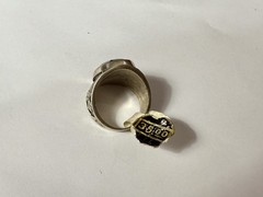 VINTAGE LARGE STERLING SILVER & HEMATITE THUNDERBIRD RING WHEELER MFG CO SIZE 9