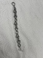 Vintage Pewter Distinctive Scroll Design with Gold Tone Accents 7” Bracelet 37 G