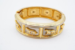 Vintage Bangle Bracelet Gold Silver Tone Panther 6.5″