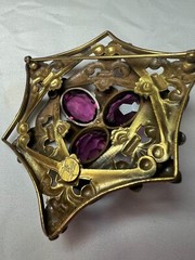Vintage Signed Joseff Russian Gold Multi-Level Metal Brooch/Pin