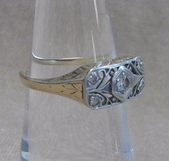 Antique 14K Yellow Gold and Platinum 5-Stone Diamond Ring Sz. 6.25 * JJ399