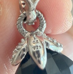 Judith Ripka Sterling Silver 925 Black Onyx Cubic Zirconia Dangle Drop Earrings