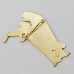 Glorious Figural Trumpeting Angel Gold Tone Hallmarked 1989 Vintage Brooch Pin