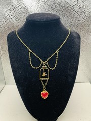 Vintage Boho Quirky Love Bird Dove Pink Photo Heart Locket Statement Necklace