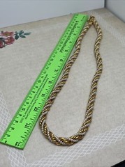 Vintage Gold Tone Metal Faux Pearl 24” Necklace Multi Strand Twist 5707