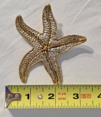 Vintage Mixed Metal Starfish NOS wTag Pendant Brooch Hammered Metal Mexico Lrg