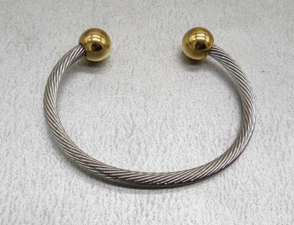 Vintage Gold & Silver Tone Cuff Bracelet Steam Punk Expandable Boho Jewelry