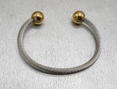 Vintage Gold & Silver Tone Cuff Bracelet Steam Punk Expandable Boho Jewelry