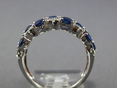 WIDE 2.46CT DIAMOND & AAA SAPPHIRE 18KT WHITE GOLD OVAL & ROUND ANNIVERSARY RING
