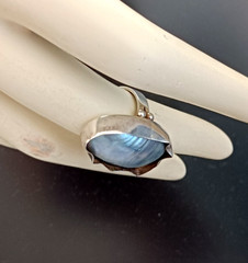 Silver Sculptural Pearl Ring Large Baroque Organic Statement Boho Asymmetrical