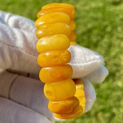 Vintage Natural Baltic Amber Stretch Bracelet Butterscotch Egg Yolk Panels 7,5”