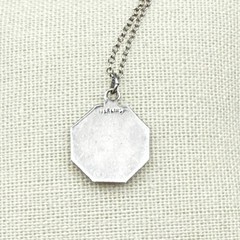Vintage Guilloche Pendant Necklace Sterling Silver Octagonal Cottagecore Kawaii