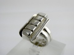 Vintage Storck Signed Artisan Sterling Silver Bar Top Ring 925 14.6g Size 5.5