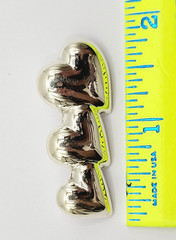 Triple Heart Graduated Sized Puffy Look Sterling Silver 925 Brooch Pin Thailand