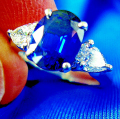 Original EARTH MINED SAPPHIRE DIAMOND Deco Engagement Ring PLATINUM Solitaire 5