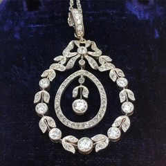 Art Deco Style Lab Created Diamond Engagement Gift 14K White Gold Finish Pendant
