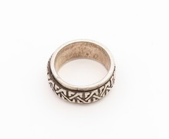 925 Sterling Silver Vintage Ring Celtic Knotwork Spinner Band Sz 6.5 RG36773
