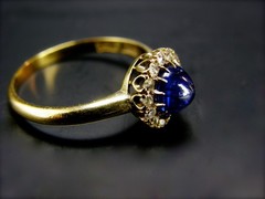 Antique Edwardian Era 18k Gold Sugarloaf Sapphire Diamond Cluster Ring