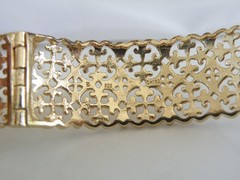 Sterling Silver 925 Gold on Natural Gemstone Statement Bracelet