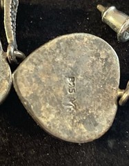 Vintage Sterling Silver Marcasite Puffy Heart Dangle Earrings