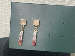 Vintage 1” dangle earrings Gold Filled oval pink topaz crystal artisan handmade