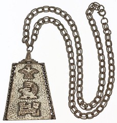 1970s Vintage Pendant Necklace Silver Tone Southwestern Thunderbird Tribal Boho