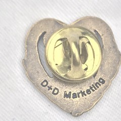 Vintage Heart Shaped Angel Catholic Christian Pin Brass Tone Brooch Protection