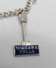 Vintage Sterling Silver Charm Bracelet with 7 Charms Ski Horse Niagara