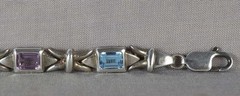 Vintage sterling silver BRACELET 6 different semiprecious stones marked RDC