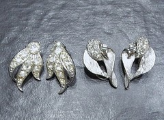 MCM Vintage Clip Earrings Jewelry Lot ~ Mid Century Rhinestone Glamour ~ 25 Pair