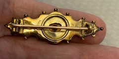 Victorian English 9CT Gold Ruby Diamond Brooch Birmingham 375 hallmarks 3.1g