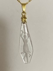 ALMOST GONE* RARE 1920’S ART DECO CRYSTAL INTAGLIO PENDANT-WOMAN W/TORCH*.g-NEW