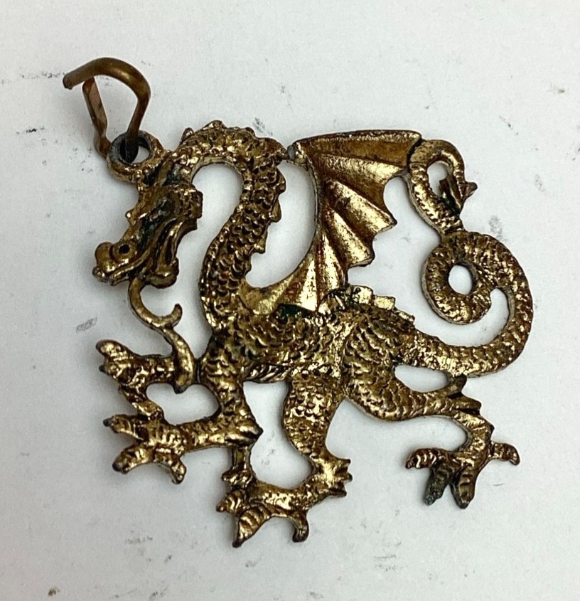 Vintage Gold-Tone Dragon Pendant 1.5″ x 1.5″ Inches