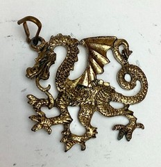 Vintage Gold-Tone Dragon Pendant 1.5″ x 1.5″ Inches