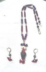 SALE! GEISHA LAMPWORK ART GLASS PENDANT VTG GLASS BEAD WIRE NECKLACE SET OOAK