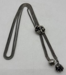 Vintage Danecraft Sterling Silver Double Box Chain Lariat Necklace 63.8 Grams