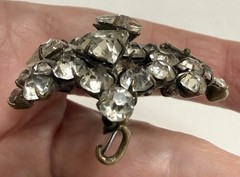 Antique Art Deco Cluster Brooch with Prong Set Round & Trillion Cut Glass Stones
