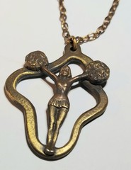 Vintage Cheerleader With Pom Poms Pendant Necklace Sports Bronze Color 24″