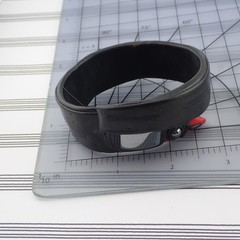 Vintage Black Red Leather Hematite Abstract 8″ Adj Wrap Bracelet
