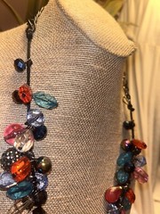 Necklace With Plastic and Glass Beads Multi Color 24” Lot JJ
