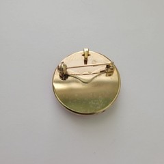 Vintage Abstract Floral Brooch Pin Pendant Gold Tone Round 1.5″ Retro MCM
