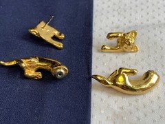 Vtg Mixed Cat Jewelry Lot Enamel Faux Pearl / Onyx / Gems Rhinestones